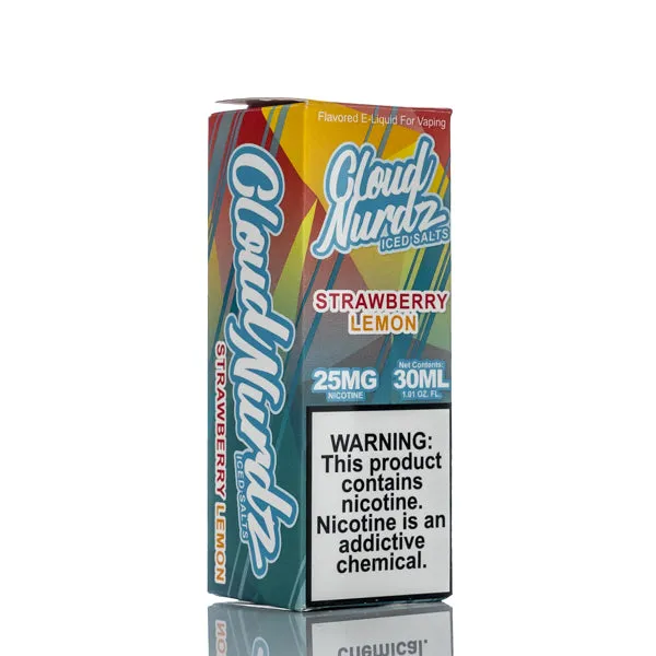 Cloud Nurdz Salts E-Liquid - Strawberry Lemon Iced - 30ml - Image 3